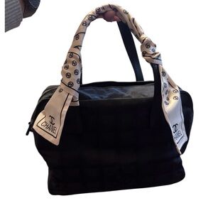 Chanel New Line Travel Tote Zipper Dual Pockets Black